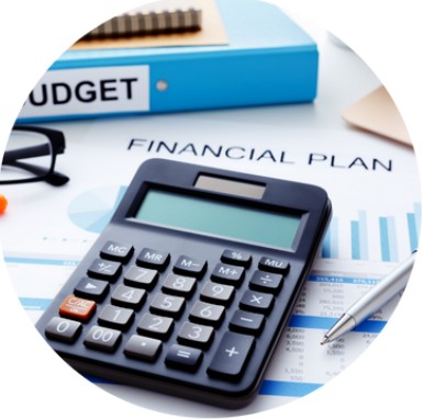 Image of a calculator on a desk