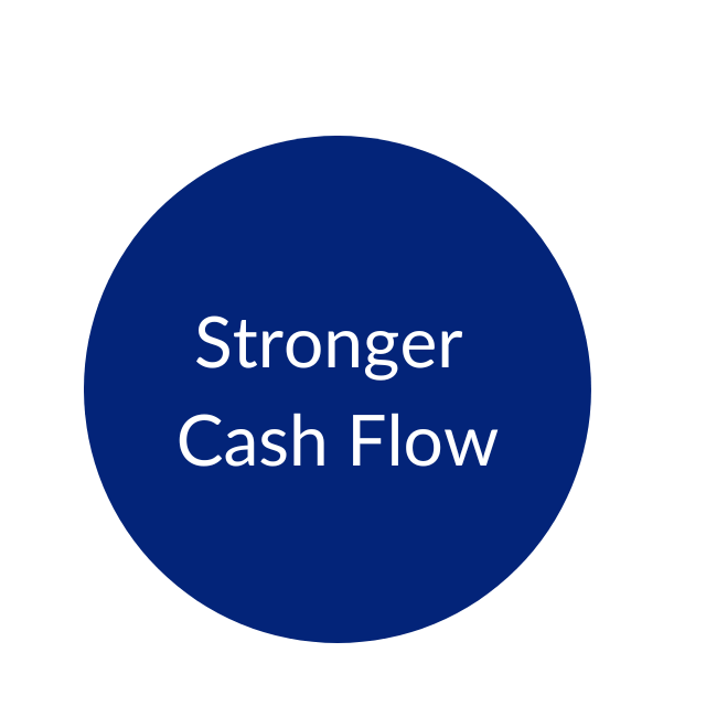 blue circle graphic with the words: Stronger Cash flow